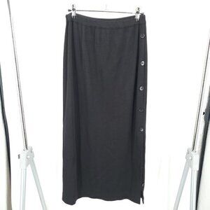 Vintage Jones New York Wool-Blend Maxi Skirt Side Slit/Buttons S Black Pull-on